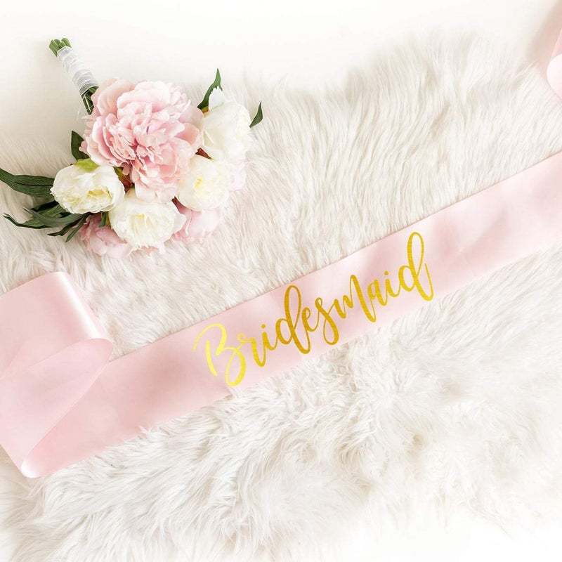 Rose Gold and Gold Personalised Bridesmaid Sash - Pink Positive