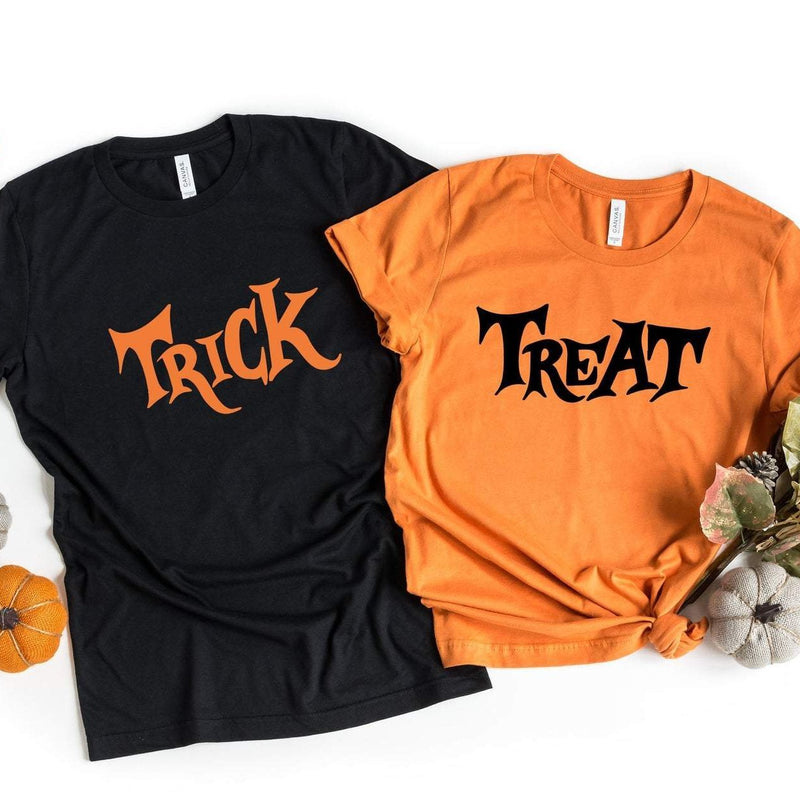 Trick Treat Couple's Halloween T-shirt - Pink Positive
