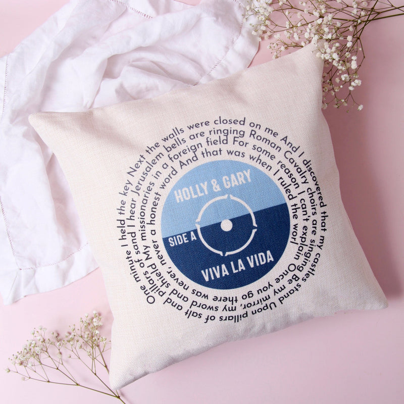 Wedding Song Lyrics Record Cushion Cover with Names and Date | Personalised Family Cushion - Pink Positive