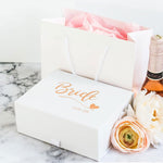 White Custom Bride Gift Box Personalised with Wedding Date - Pink Positive